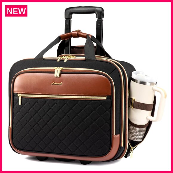 Rolling Laptop Briefcase 17.3 Inch Underseat Carry On Luggage with Wheels